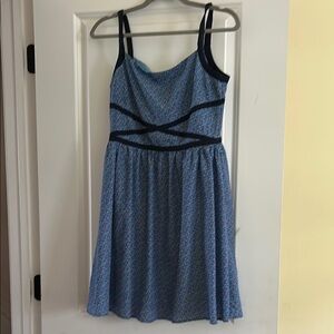 Cute summer floral Blue and Black Strappy Mini Dress.